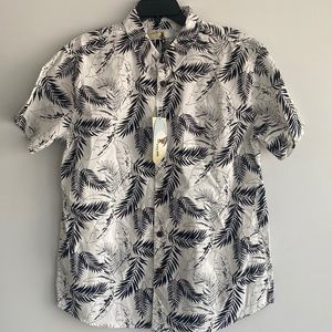 Men's Hawaïian Floral Button Down Shirt High Surf White 
Size L